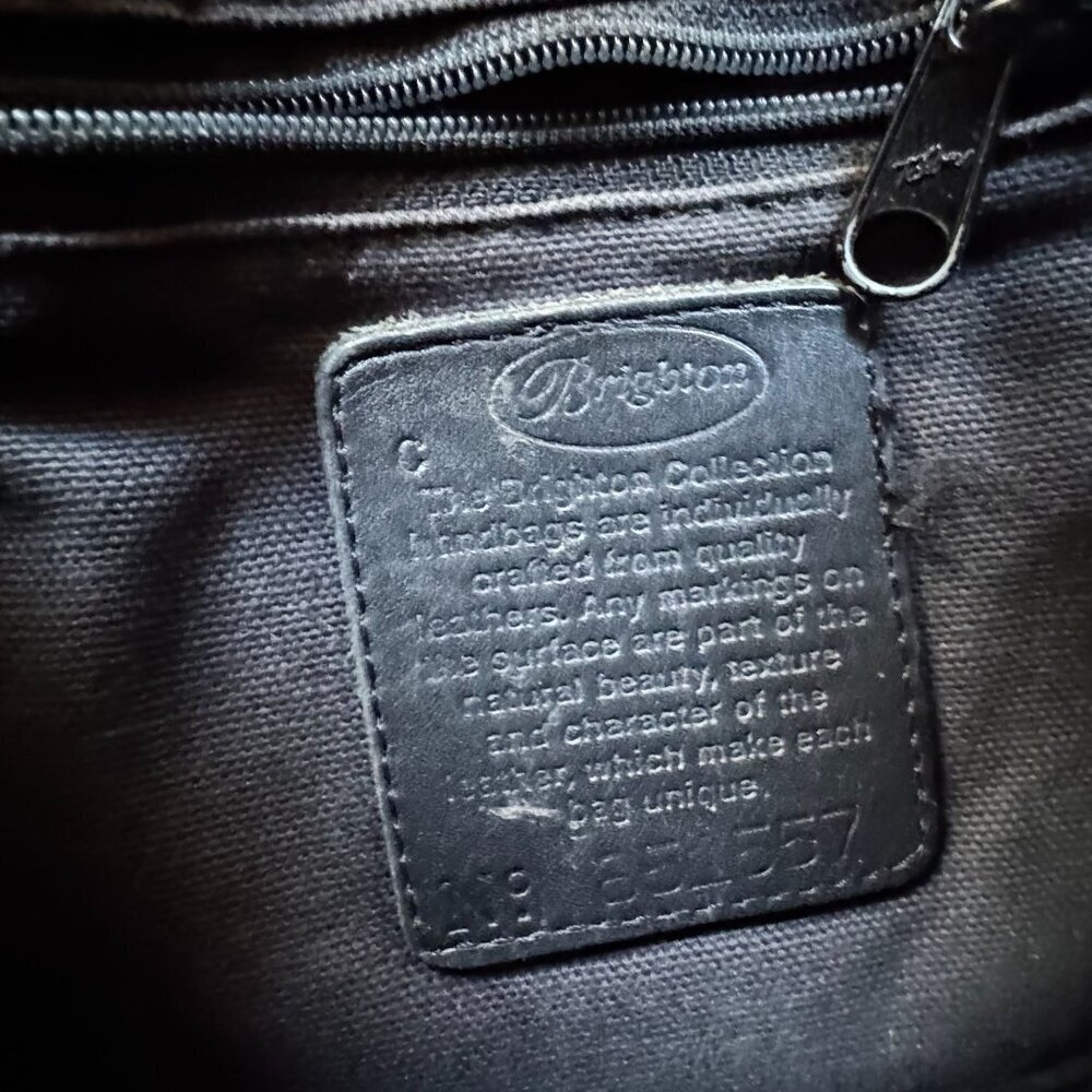 Vintage Brighton Black Brown Croc Embossed Structured Double Strap Shoulder Bag - Picture 16 of 16